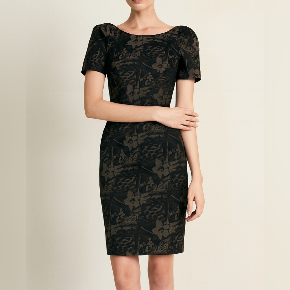 ZAC POSEN Black Floral Jacquard Dress (Fits XS)